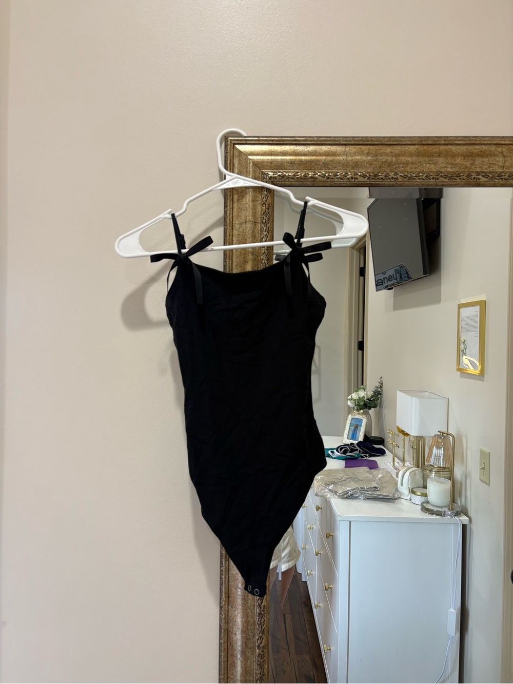 American Eagle Black Tie-Strap Bodysuit